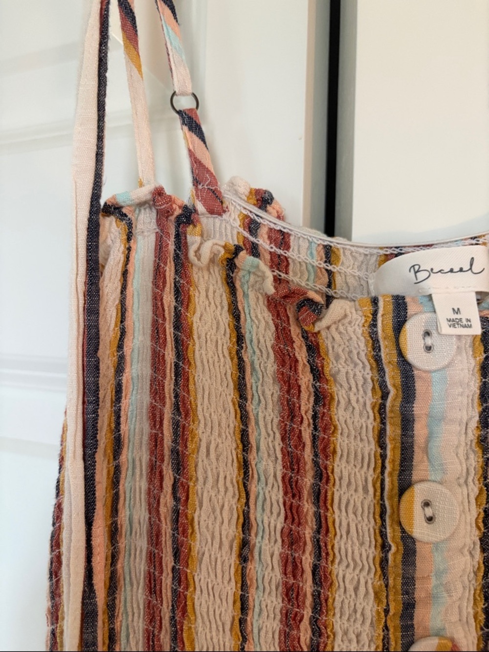 Striped Button-Front Mini Dress in Multi-Color - Picture 3 of 10